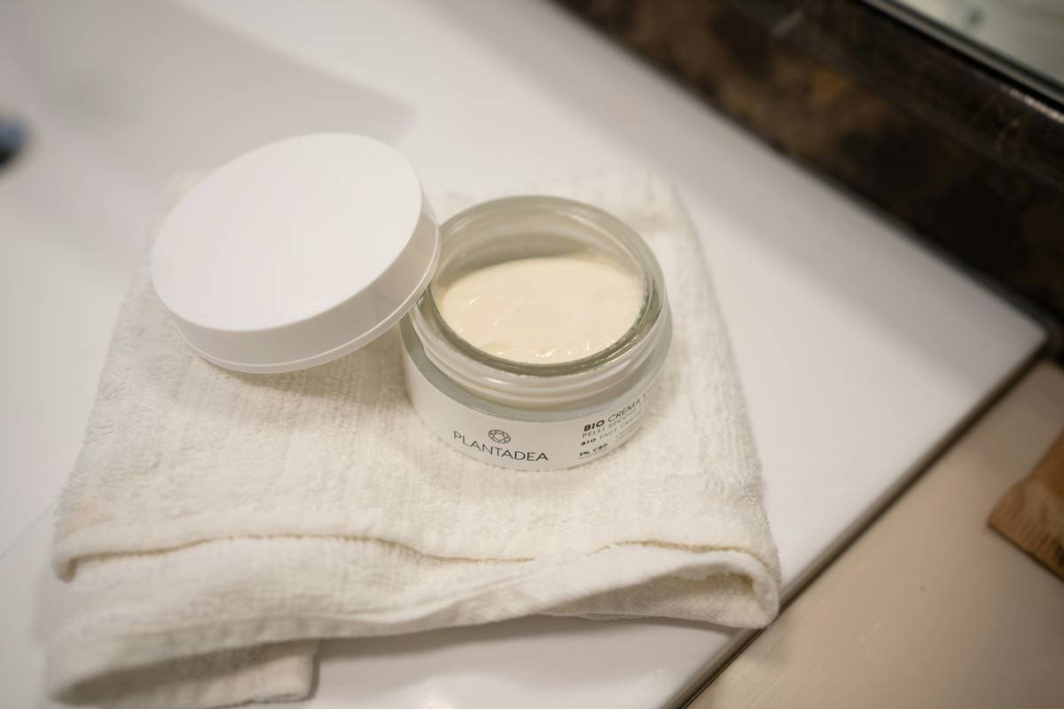 Close-up of hydrated, calm skin after using tinted moisturizer for sensitive skin
